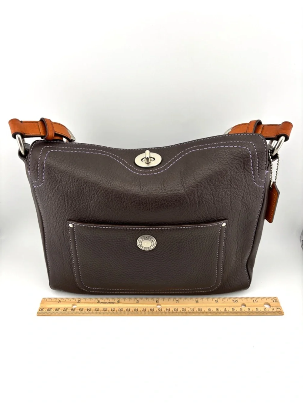 Coach E06S-10131 Chelsea Brown Pebbled Leather Hobo Shoulder Handbag - Picture 11 of 14